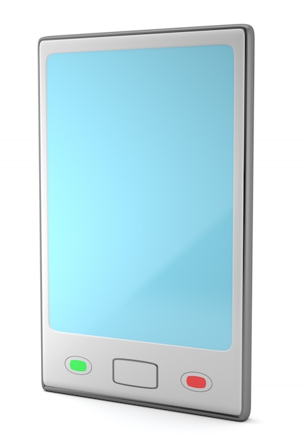 Серый смартфон на белом фоне