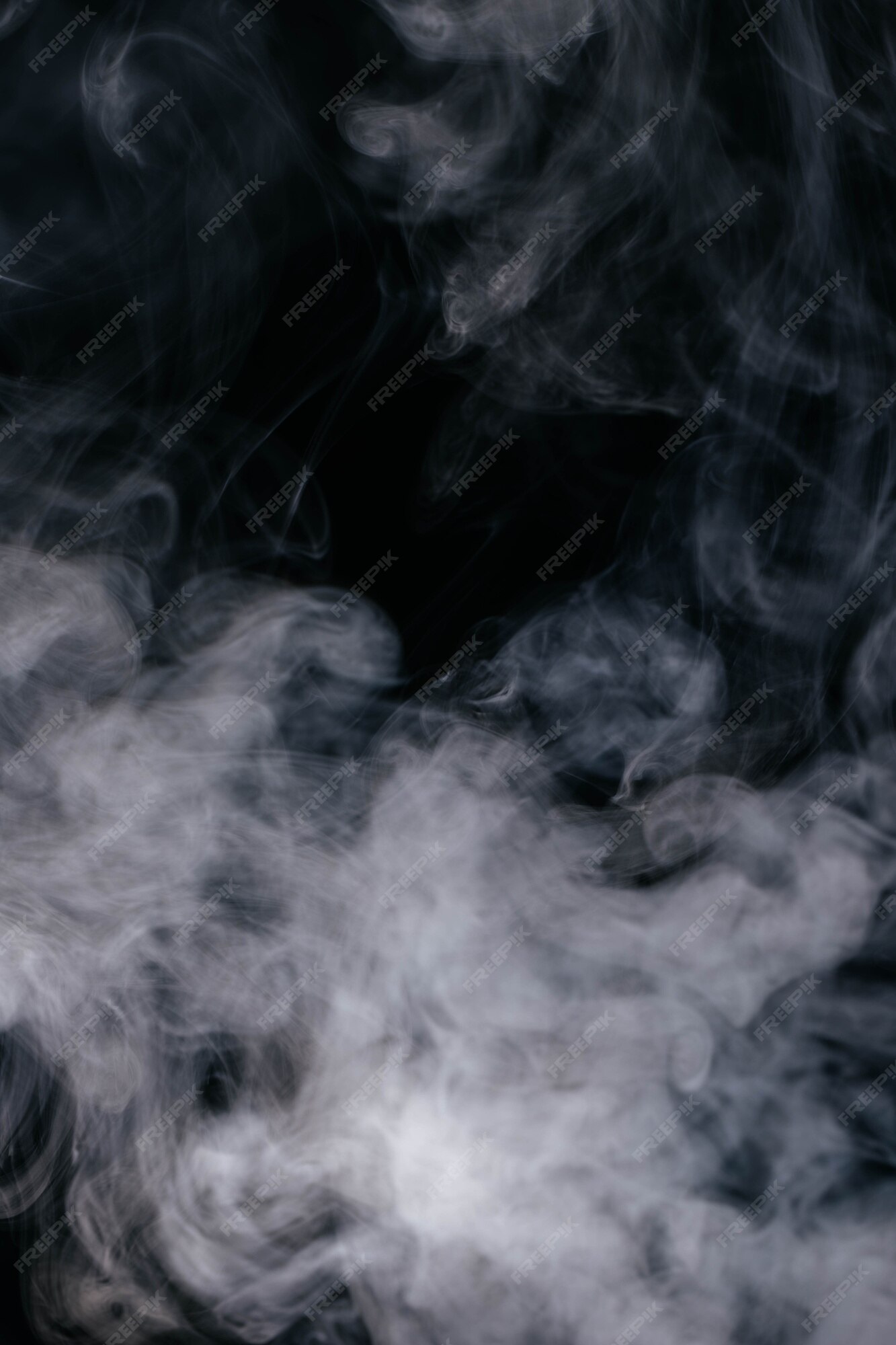 Premium Photo | Grey smoke waves on black background