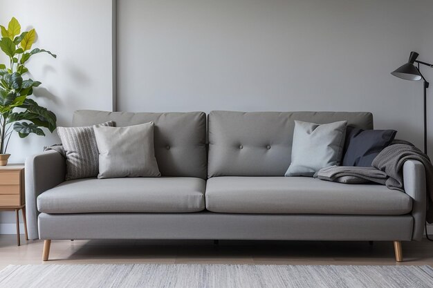 Photo grey sofa in living room for mockup