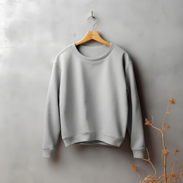 grey sweatshirt mockup on clothes hanger bella canvas mock up in minimal style