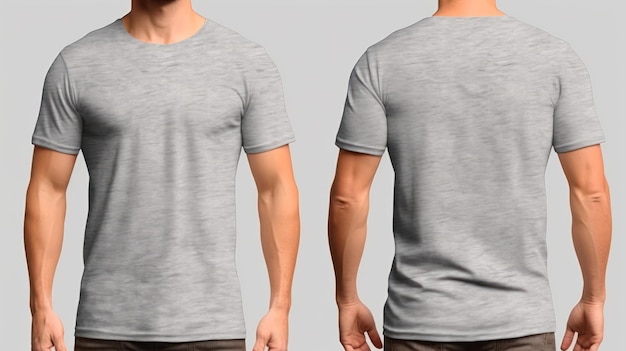 Grey t shirt front and back view
