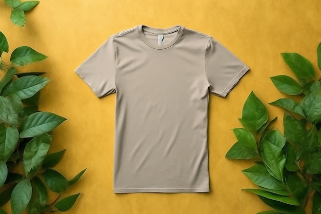 grey t shirt mockup on colorful background