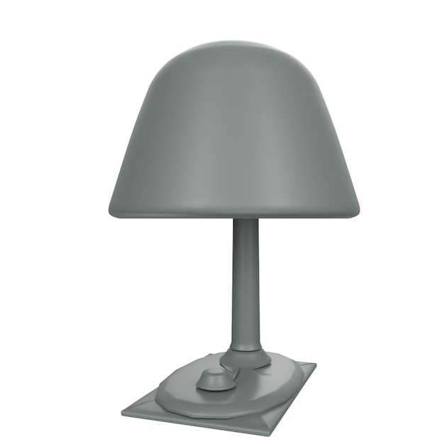 A grey table lamp with a grey shade and a gray base.