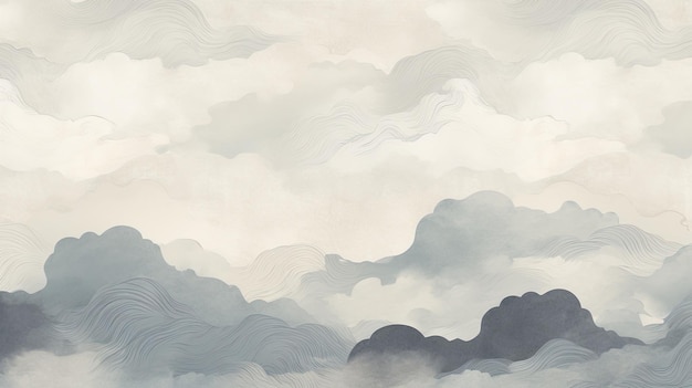 ヴィンテージスタイルの日本風の波紋のグレー色の質感