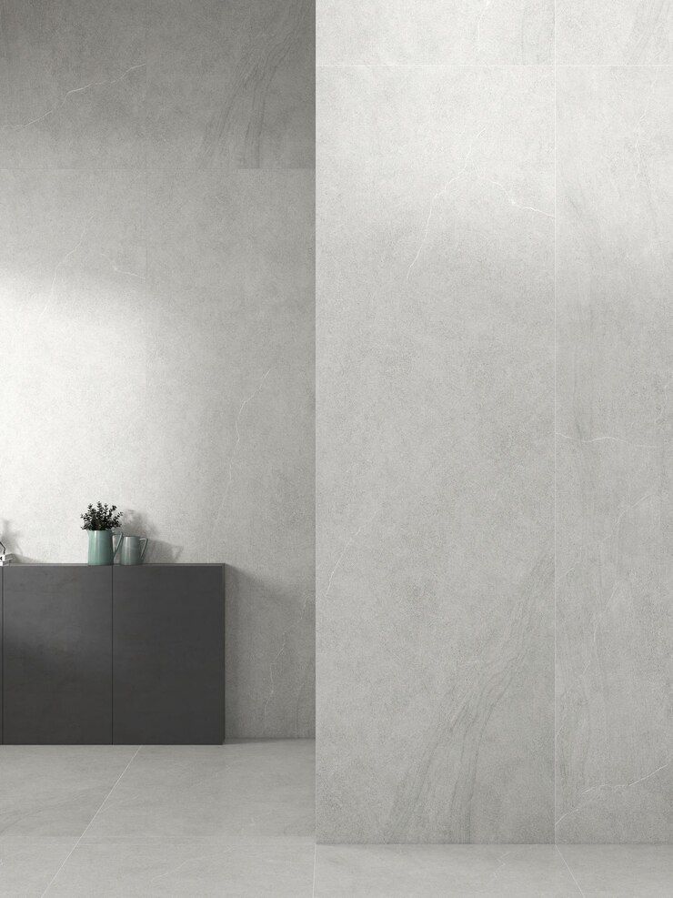Photo grey textured tiles interior