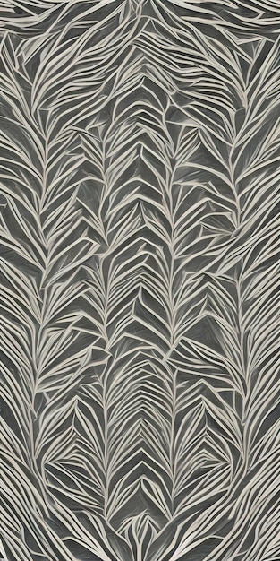 A grey wallpaper with a pattern of leaves on it