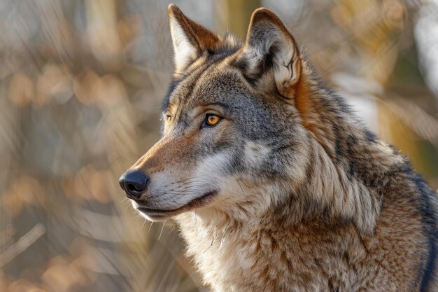 Grey Wolf Canis lupus Looks Forward captive animal