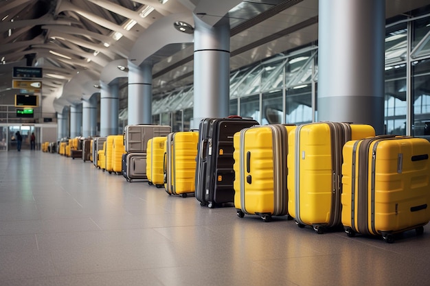 Grey and Yellow Luggage Ready for Travel