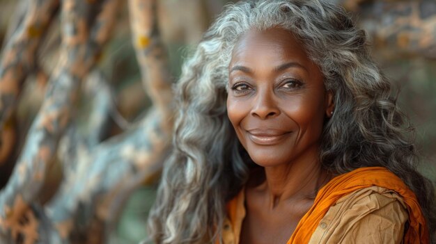 GreyHaired Woman in Yellow Shirt