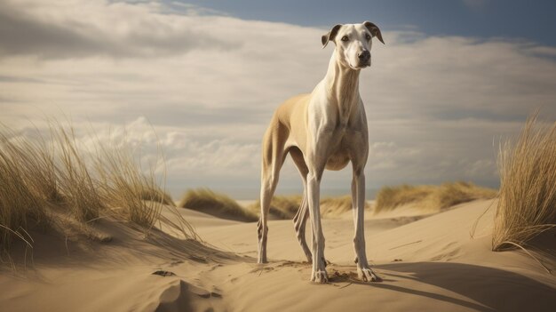 "Грейхаунд-собака в песке" - визуальное повествование, основанное на повествовании