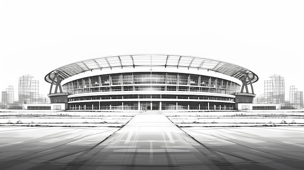 Foto greyscale stadion vector illustratie met motion blur panorama