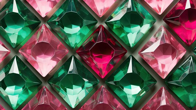 A grid of diamonds in shades of pink and green