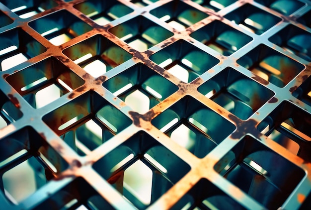 A grid of metal