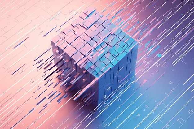 Photo grid space meets geometric elegance in stunning 3d cube rendering