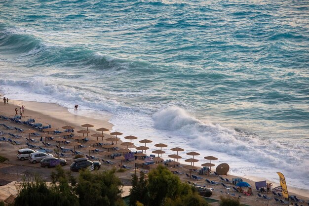 Griekenland lefkada eiland zee strand landschap sterke golven