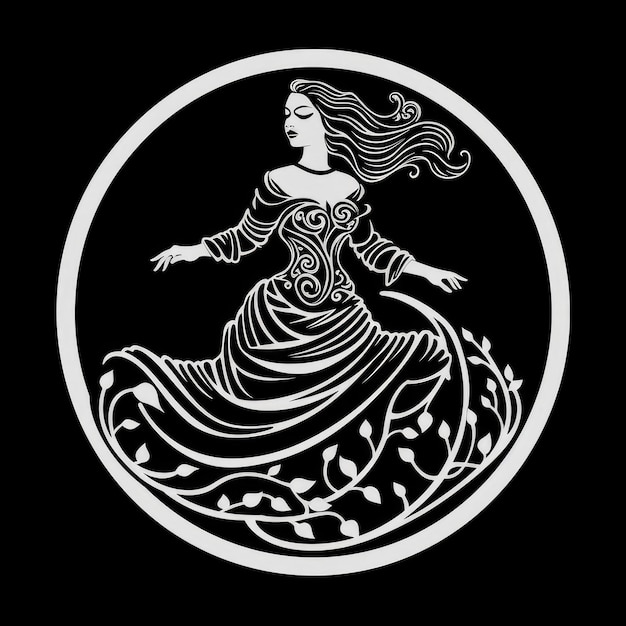 Griekse godin logo zwart-wit AI gegenereerde afbeelding