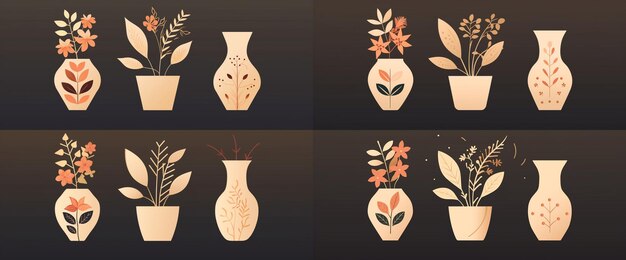 Foto griekse vazen en potten decoratie plant met vaas antieke aardewerk bekers