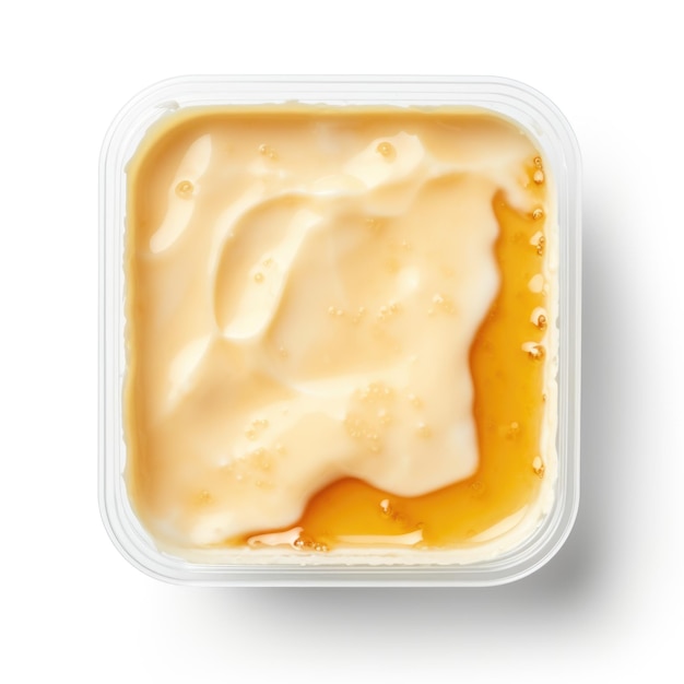 Griekse yoghurt met honing in een lunchbox top view geïsoleerd op witte achtergrond Generatieve AI