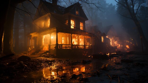 griezelig huis in het bos