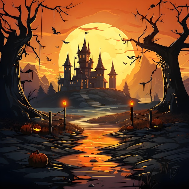 Griezelige Halloween-illustratie