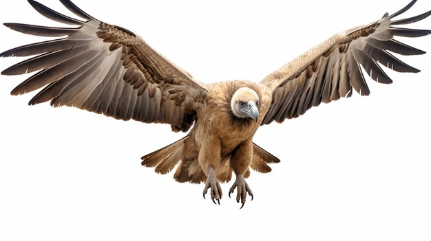 Griffon vulture Gyps fulvus flying isloated on white background AI Generative