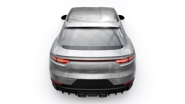 Grijs 3d-model van een sport-suv in een coupé-lichaam op een witte achtergrond 3d-rendering