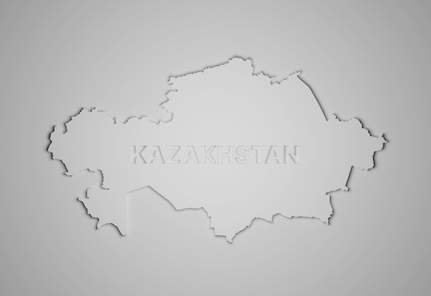 grijze 3D-kaart van Kazachstan