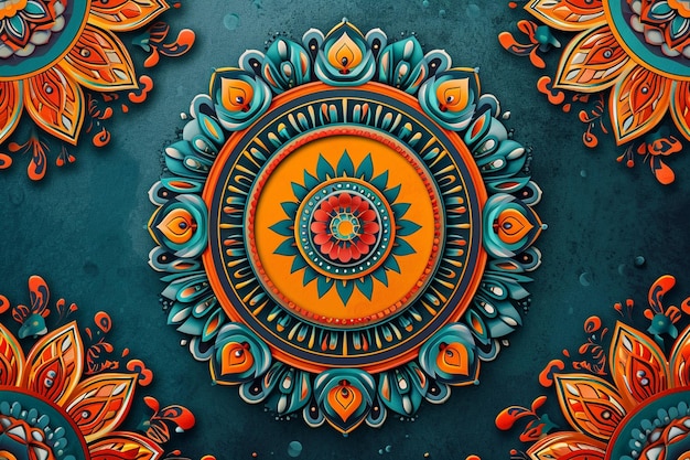 Grijze achtergrond met mandala-ontwerp