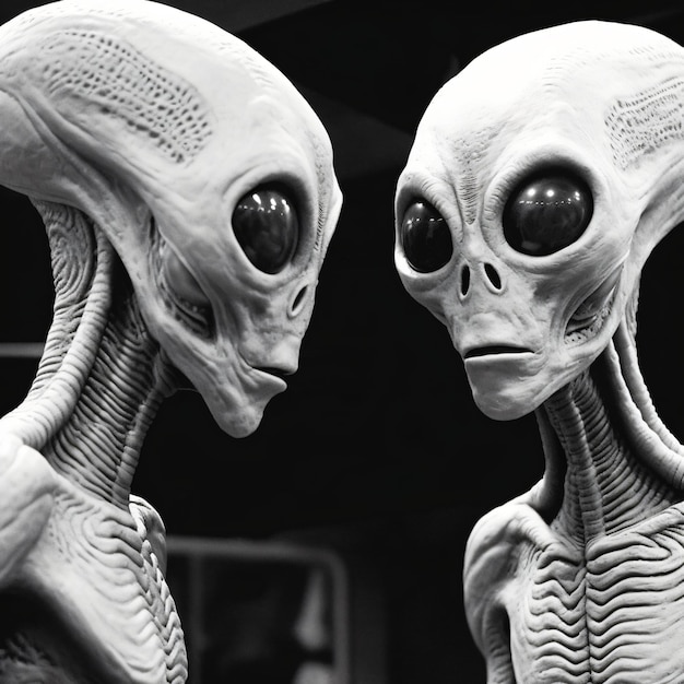 Foto grijze aliens zwart-wit fotografie