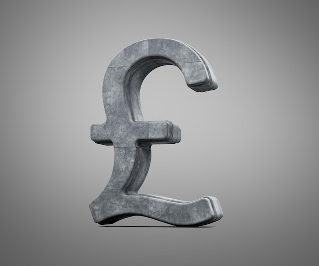 Grijze betonnen gestructureerde Britse pond valuta-symbool op grijze achtergrond 3D-illustratie