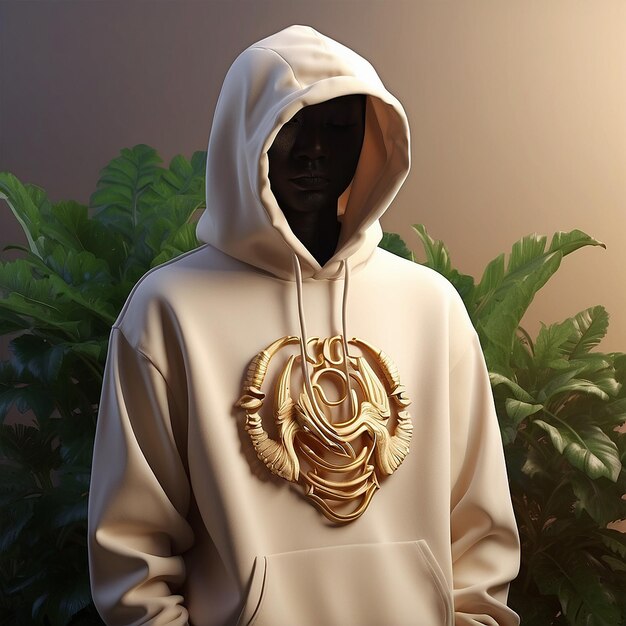 Grijze hoodie sjabloonHoodie sweatshirt lange mouwen met clipping pad gouden hoodie ontwerp mockup