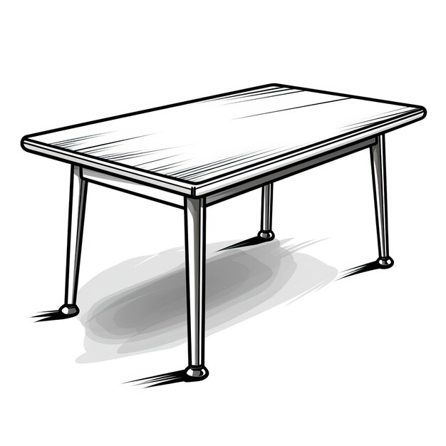 Foto grijze kleur tafel met de hand getekende vector witte achtergrond isola