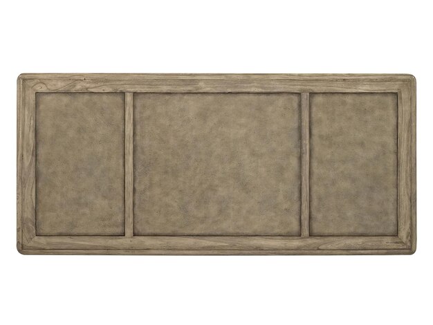 Grijze rechthoekige houten plank met frame geïsoleerd op wit