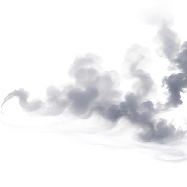 Grijze vuurvlam, rookwolk, textuur geïsoleerd op witte achtergrond