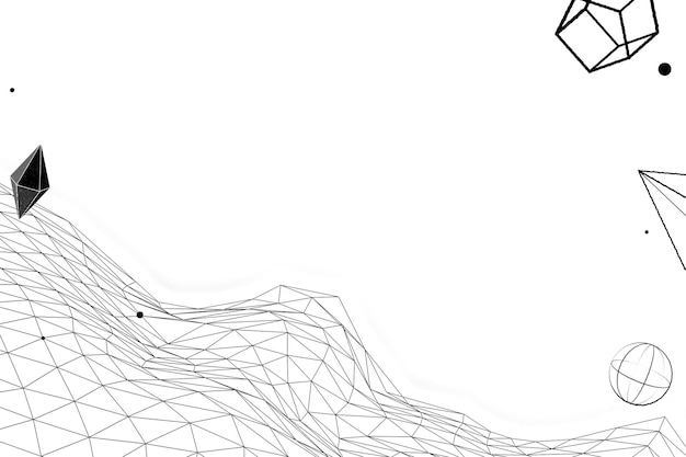 Grijze wireframe-golf met geometrische vormen achtergrondontwerpelement