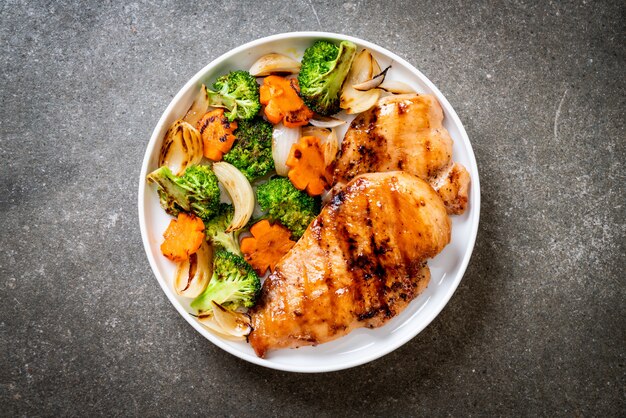 griled chicken breast steak with vegetable