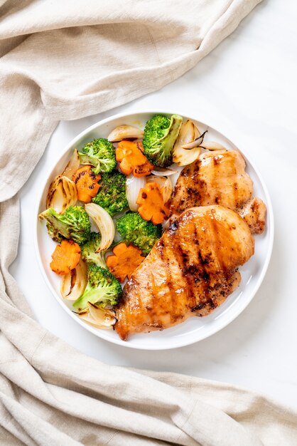 griled chicken breast steak with vegetable