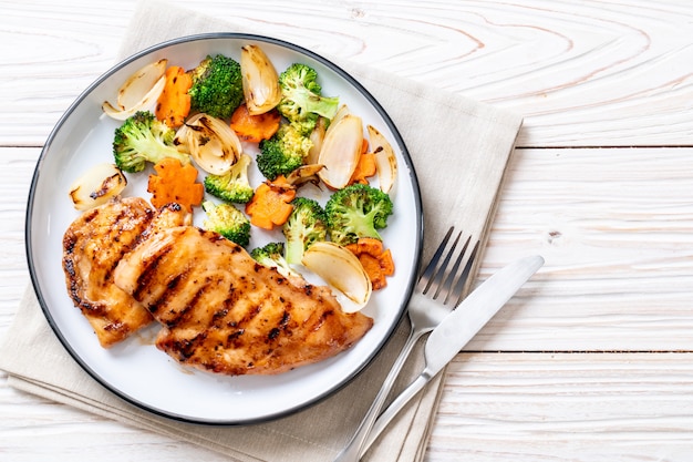 griled chicken breast steak with vegetable