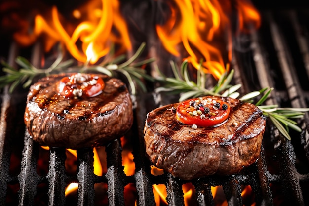 Grill Chill Grilled pork or beef steaks photo