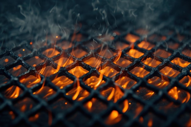 Grill Emitting Flames and Smoke