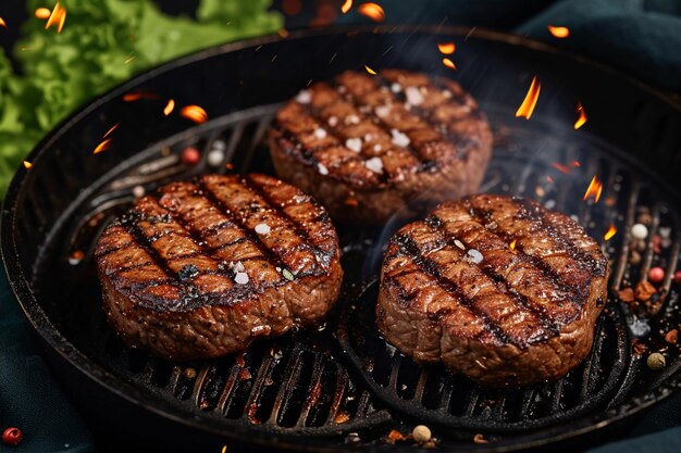 Grill mastery Beef meat a key ingredient sizzling on the grill