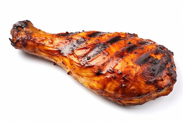 Photo grill roast bbq chicken leg isolated on white background