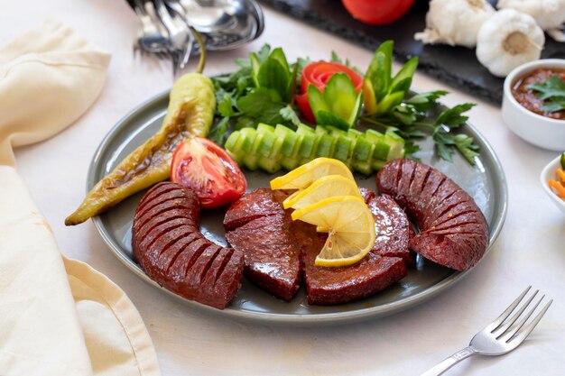 Grill sausage baked sausage on a white background fermented sausage