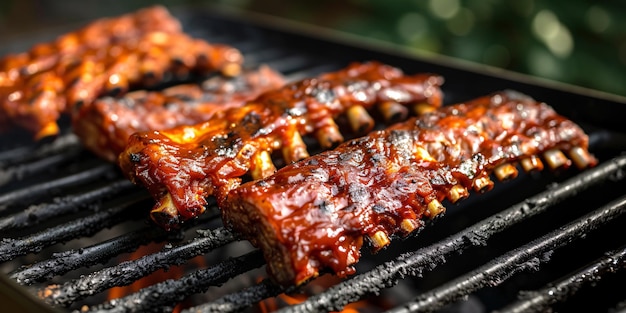 Grill spare ribs on the grill