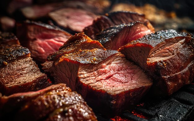 Photo a grill steak on the fire with the aroma smoke