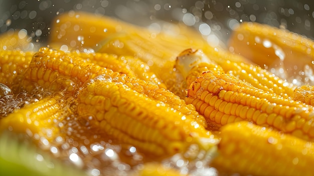 Grill voor het koken van gebakken maïs op olie Banner achtergrondontwerp