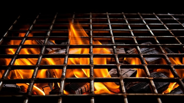 A grill with a flame on it