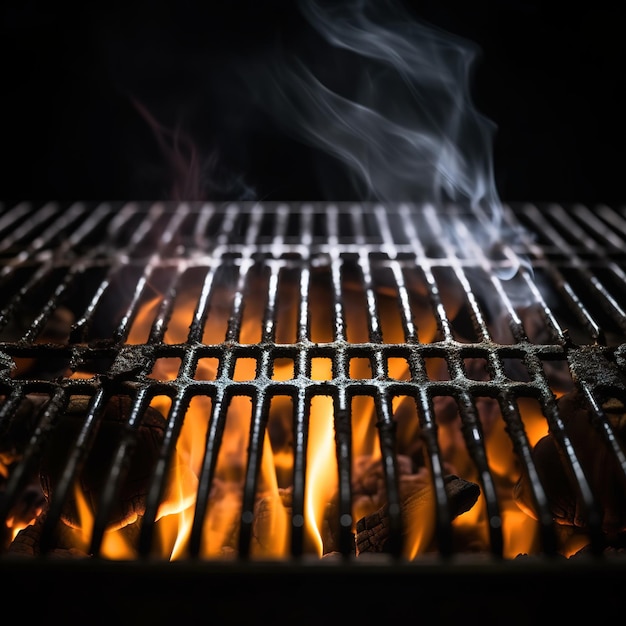 A grill with flames and smoke coming out of it