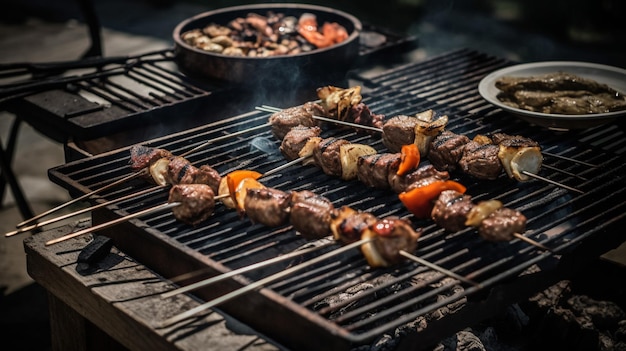 A grill with a plate of food on it