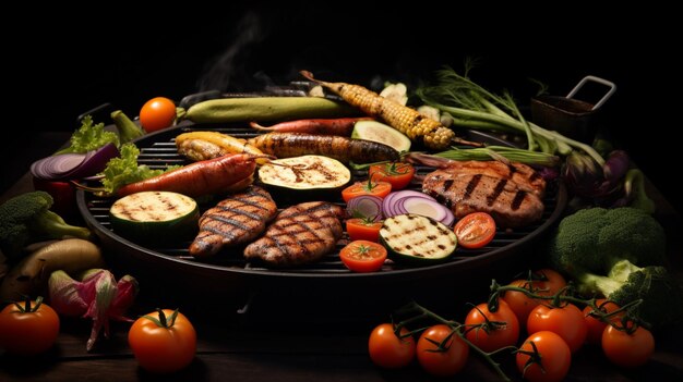 a grill with a variety of vegetables on it